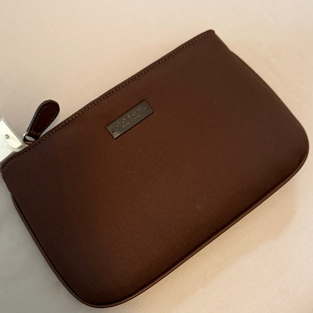 Coach neoprene Brown makeup cosmetic Toiletry Bag new